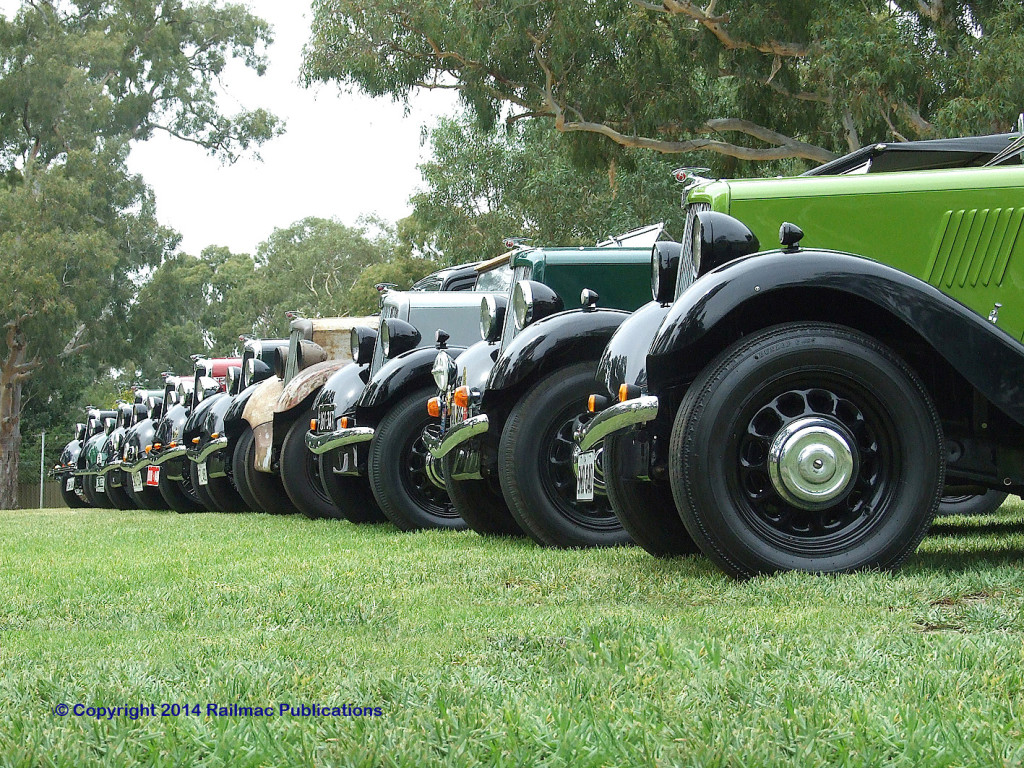 (SM 10-3-1688) Morris 8/40s lined up at the Birdwood Mill, March 2010