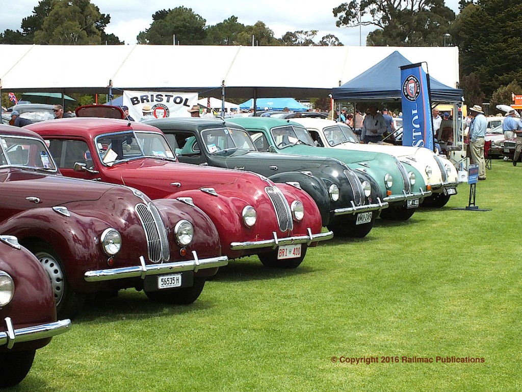 (SM 16-2-5601) A row of Bristol cars on display at the South Australian All British Day in February 2016.