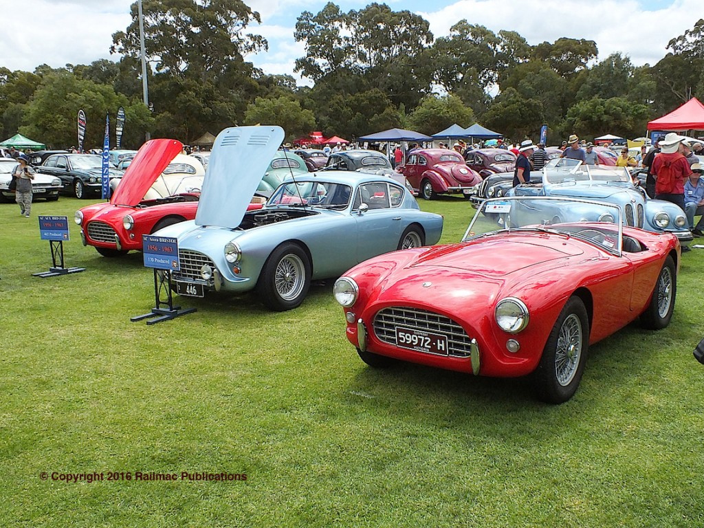 (SM 16-2-5616) Three AC ACE sports cars on display at the South Australian All British Day in February 2016.